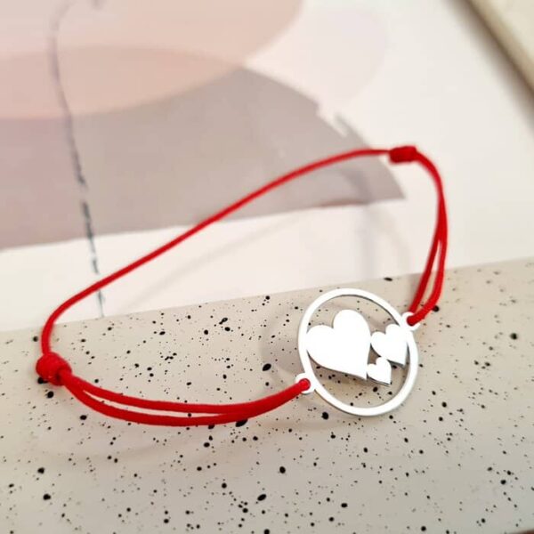 Bratara Inimi in cerc – Argint 925, snur turcoaz