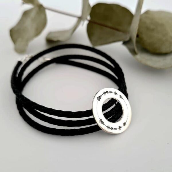 Bratara model Compas – Amprenta Vocala – Unda Sonora Gravata – Argint 925 si Piele