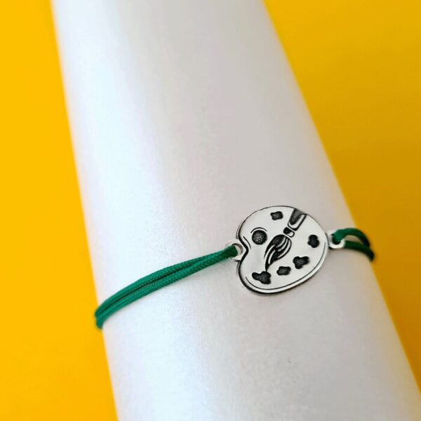 Bratara paleta de pictor – Argint 925, snur reglabil – diverse culori