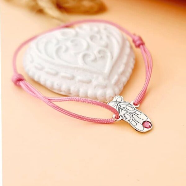 Bratara Papucii Balerinei – Poante – Argint 925, cristal Swarovski si snur reglabil