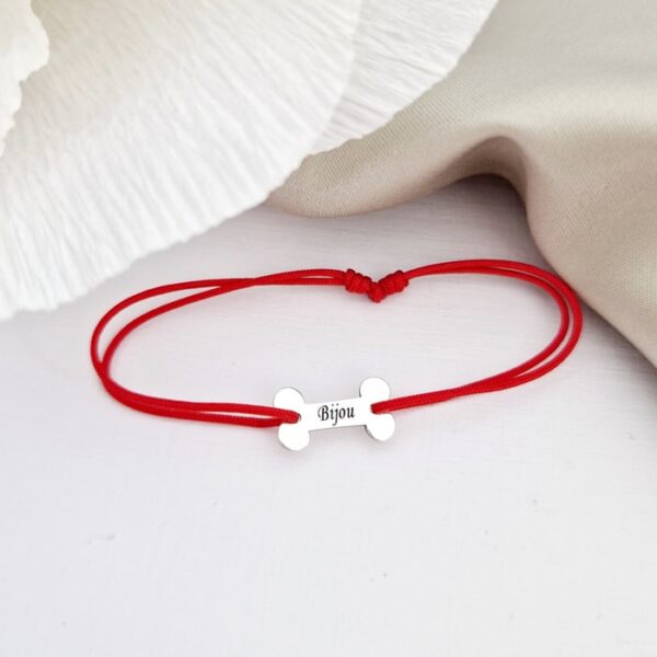 Bratara personalizata cu pandantiv Os – Argint 925, snur reglabil diverse culori