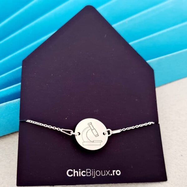 Bratara personalizata – Microscop – cu lantisor – Argint 925