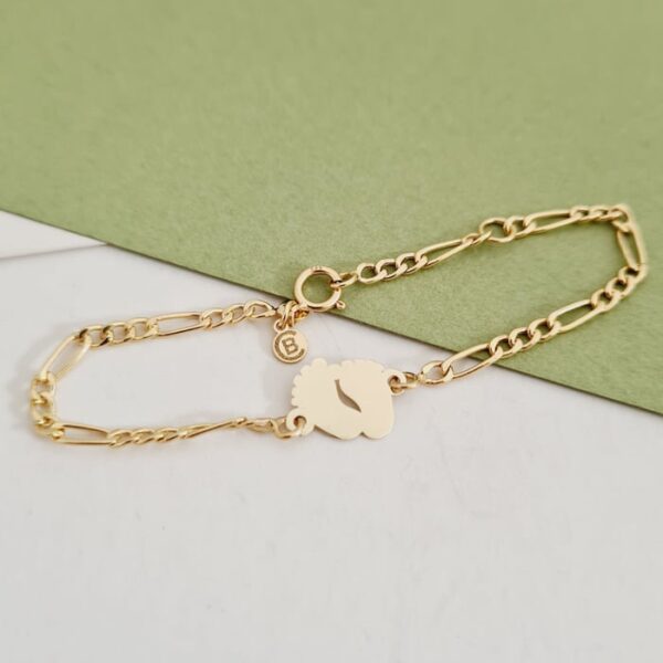 Bratara picioruse – Aur Galben 9K – Cu lantisor fata/baiat
