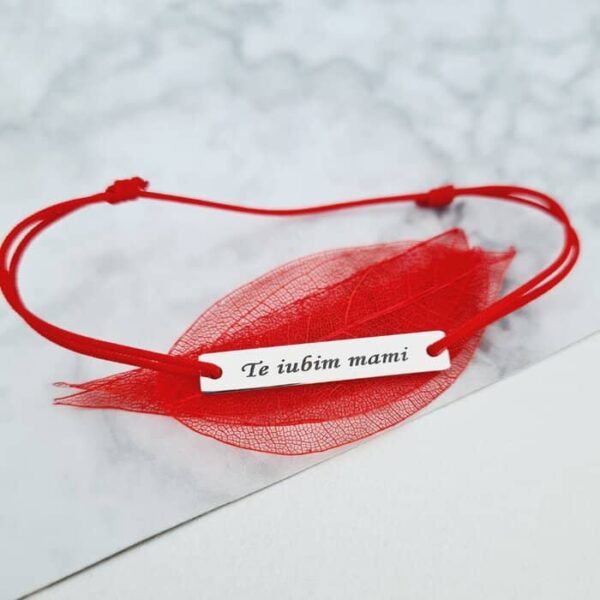 Bratara – Te iubim mami – Argint 925, snur rosu