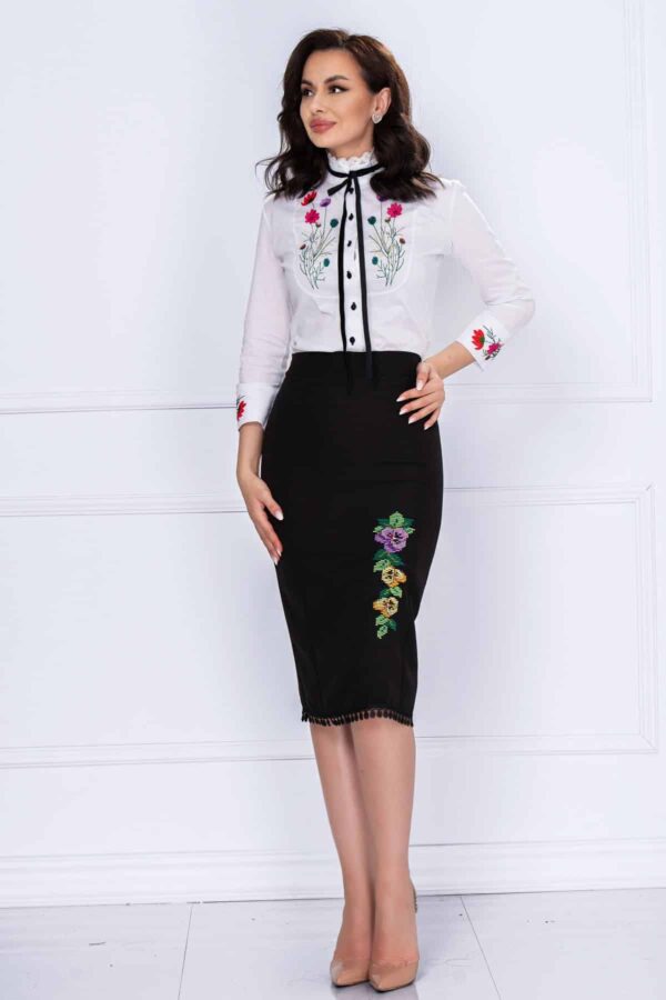 Camasa alba cu broderie florala Venezia