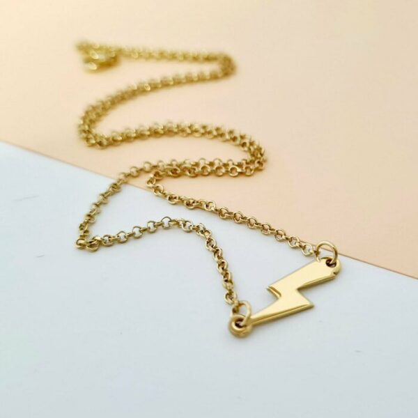 Lantisor choker – Pandantiv fulger – Argint 925 placat cu Aur Galben 18K