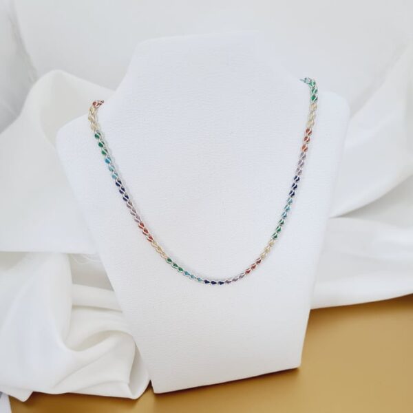 Lantisor cromatic – Model lant impletit cu Zirconii multicolore – Argint 925