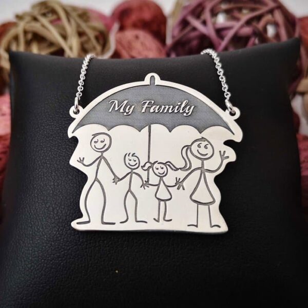 Lantisor cu pandantiv – Familie sub umbrela – Argint 925