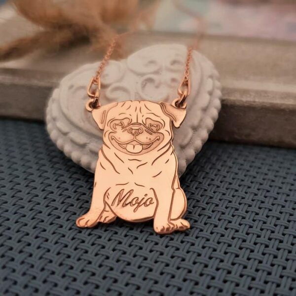Lantisor cu pandantiv PUG – Argint 925 placat cu Aur roz