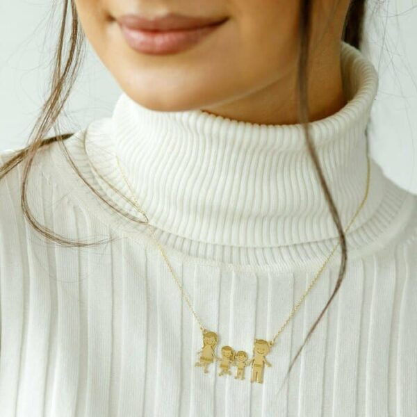 Lantisor Familie – 4 Membri – Argint 925 placat cu Aur 18K