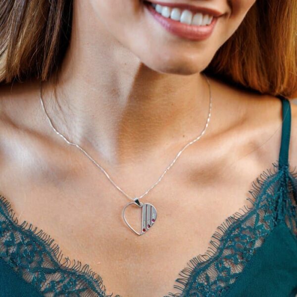 Lantisor Familie Inima – 3 membri – Argint 925 cu cristale Swarovski