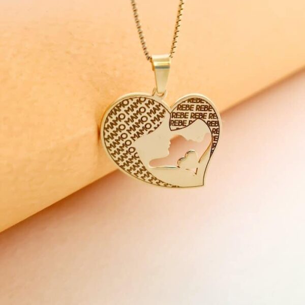 Lantisor Inima – Mama si fiica – Argint 925 placat cu Aur galben 18K
