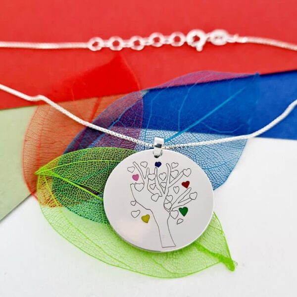 Lantisor LUCAS colectia Our Children – Pandantiv copac cu inimi colorate – Argint 925 si email
