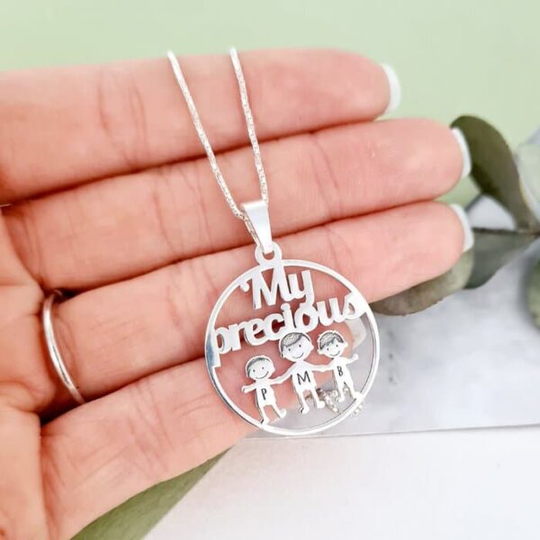 Lantisor personalizat – My precious Family – 3 Membri – Argint 925