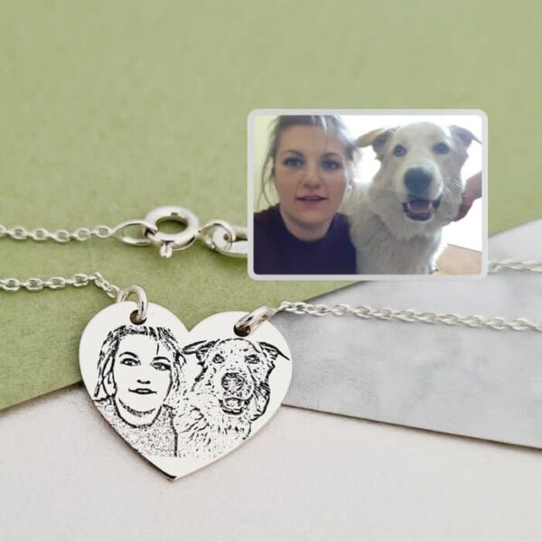 Lantisor personalizat cu poza – Iubirile mele – Pandant inima 15×17.5 mm – Argint 925
