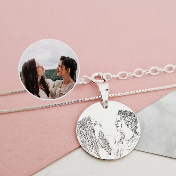 Lantisor personalizat cu poza – Momente inramate – Pandant 20 mm – Argint 925
