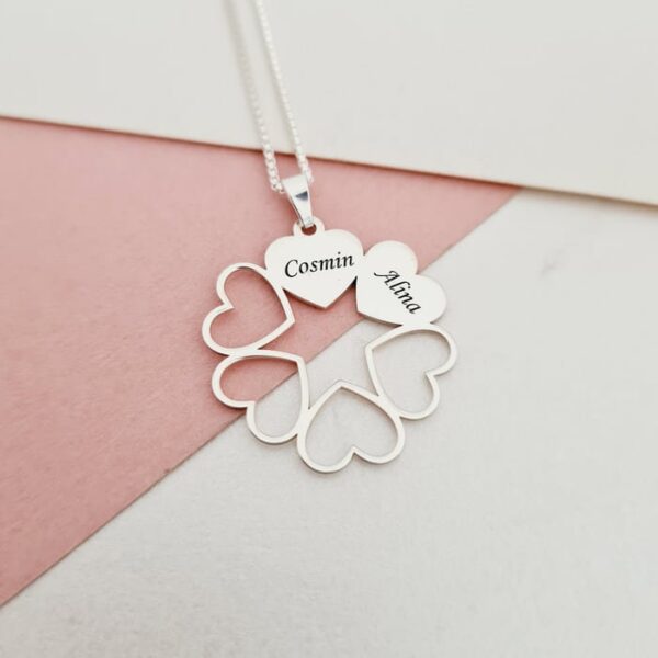 Lantisor personalizat – O stea intre inimi – Gravura 2 nume – Argint 925