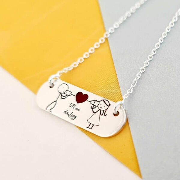 Lantisor personalizat si decorat cu email colorat – Iubire pe fir – Argint 925