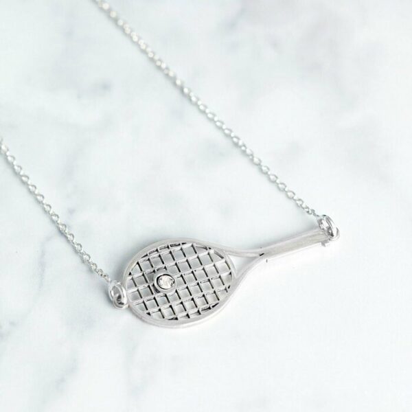 Lantisor Racheta de tenis – Argint 925 – cristal Swarovski