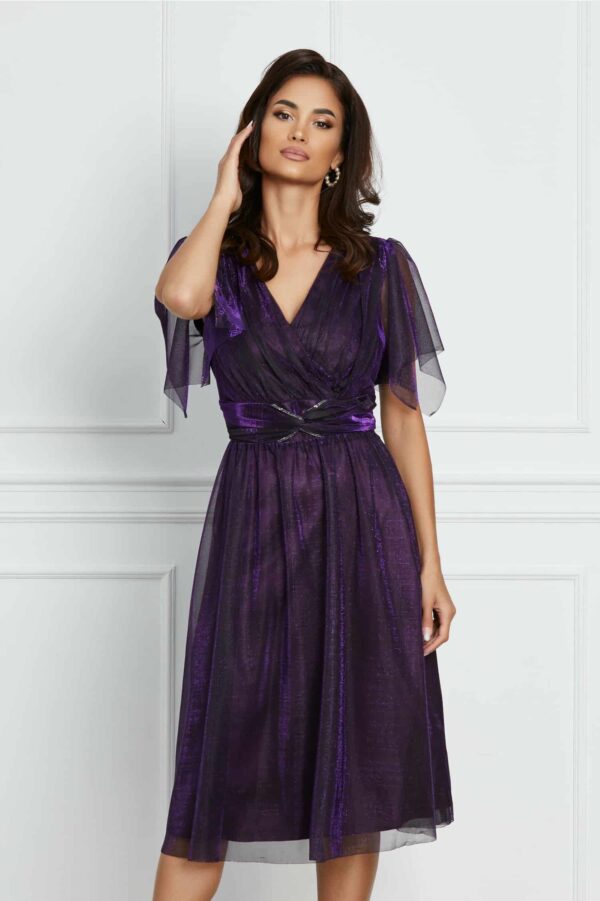 Rochie Alexandra mov metalizat din lurex