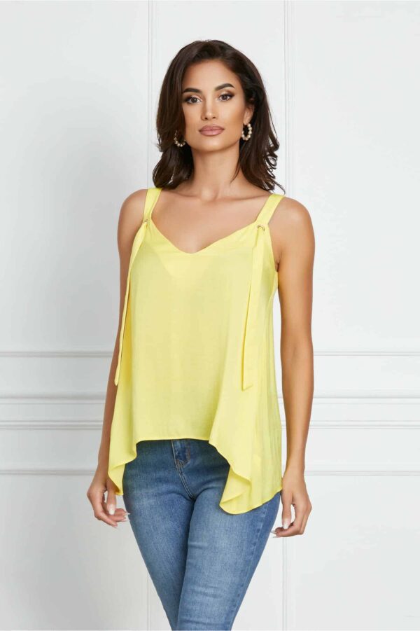 Top Flavia galben cu lungime asimetrica