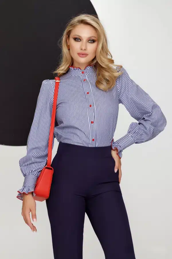 Camasa office Fofy cu volane conturate si dungi