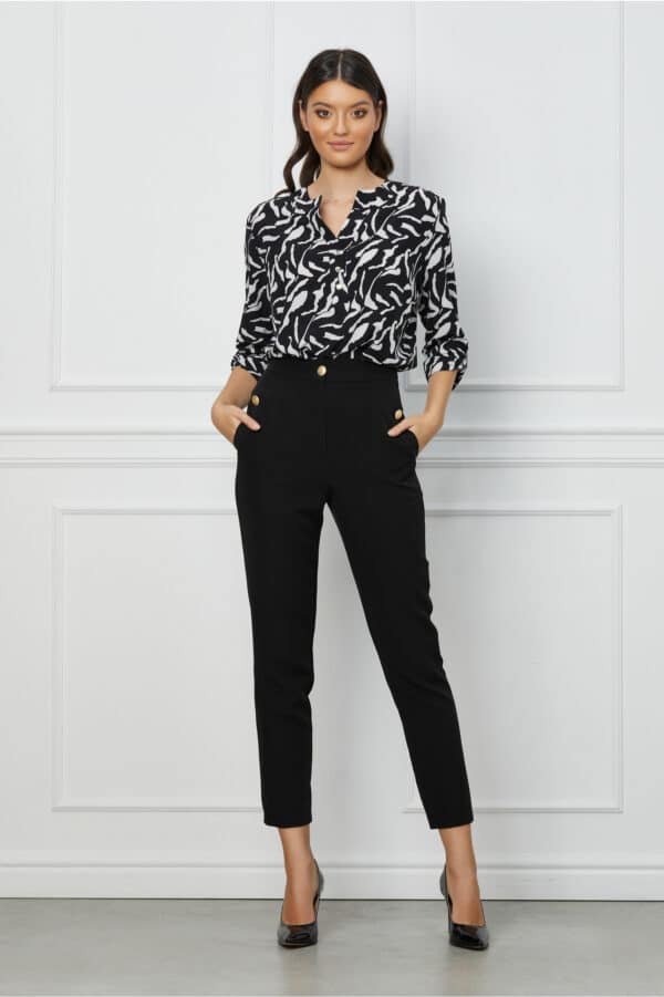 Pantaloni Moze negri cu nasturi decorativi