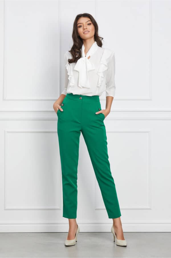 Pantaloni Moze verzi cu nasturi decorativi