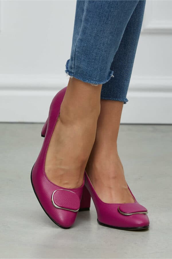 Pantofi Isabela magenta cu aplicatie pe varf