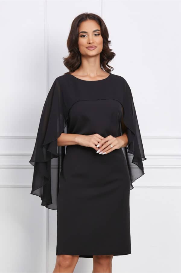 Rochie Agatha neagra cu capa din voal