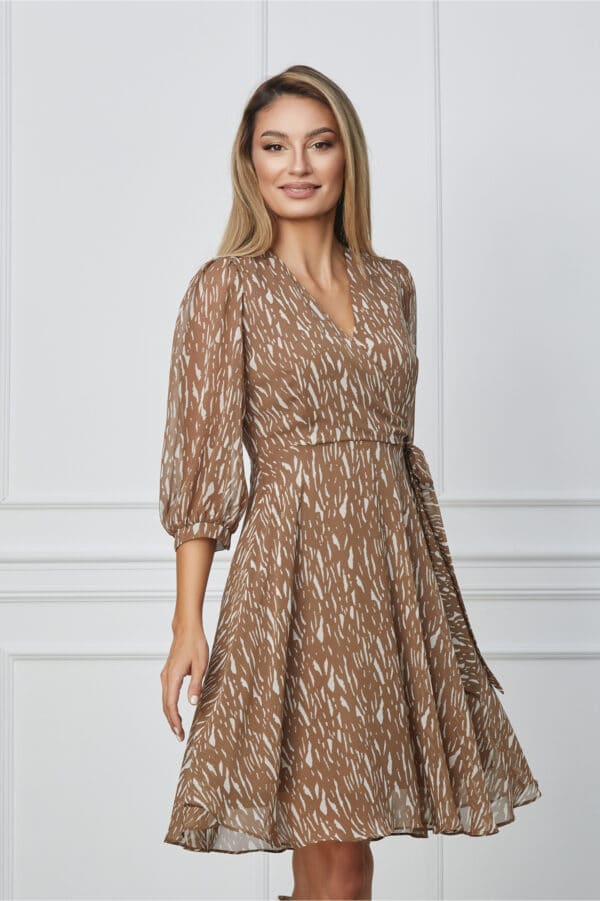 Rochie Barbara maro cu imprimerui albe