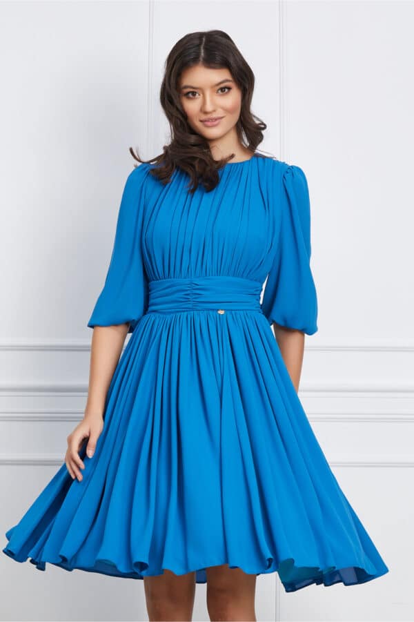 Rochie Dy Fashion albastru petrol cu pliuri