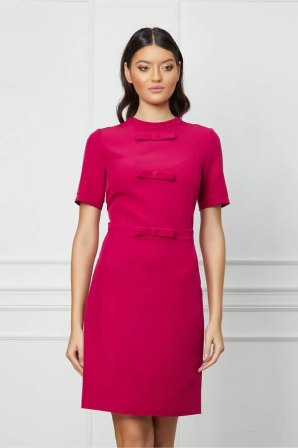 Rochie Dy Fashion magenta cu funde la bust