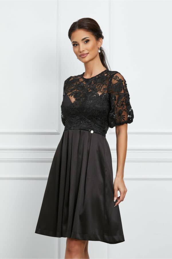 Rochie Dy Fashion neagra cu bust din dantela