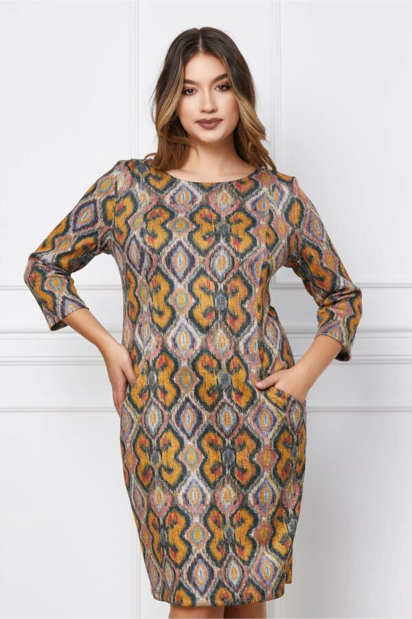 Rochie Ina galbena cu romburi