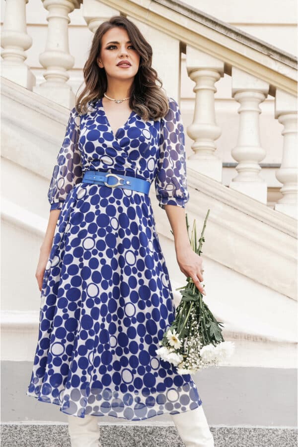 rochie-isabelle-ivory-cu-buline-albastre-si-curea-in-talie