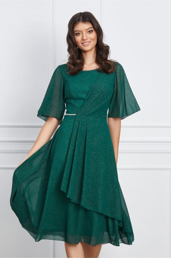 Rochie Mara verde cu glitter