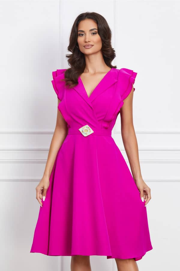 Rochie MBG fucsia cu accesoriu in talie