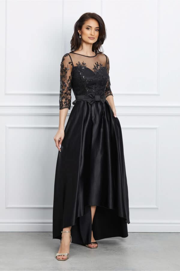 Rochie MBG lunga neagra cu dantela la bust