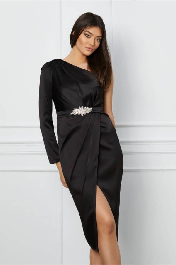 Rochie MBG neagra cu aplicatie in talie