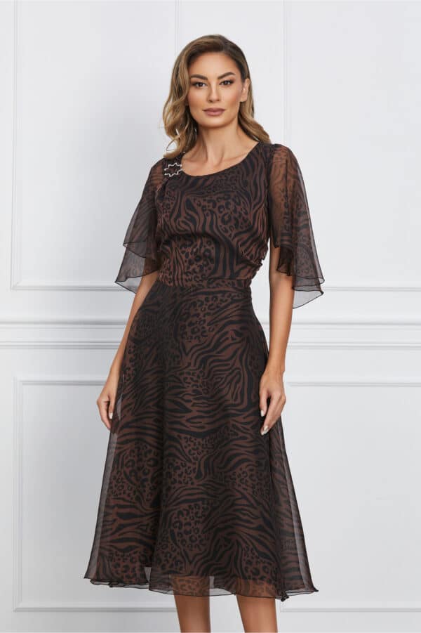 Rochie Miruna maro cu animal print