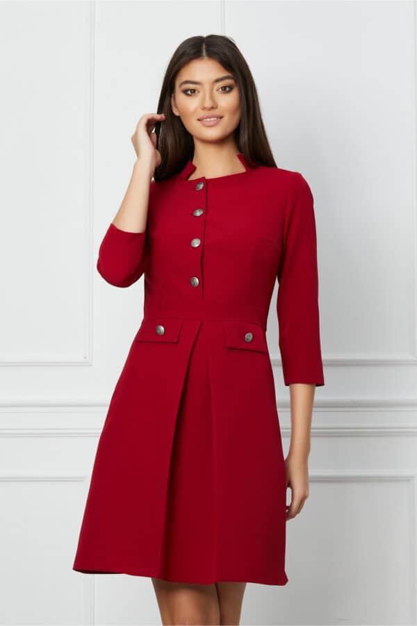Rochie Moze bordo cu nasturi