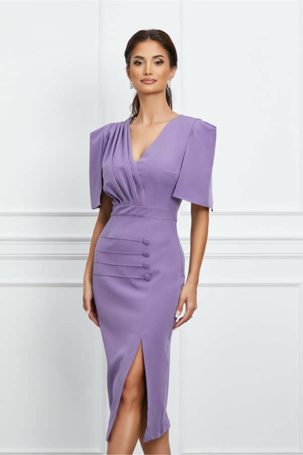 Rochie Moze lila cu nasturi pe fusta