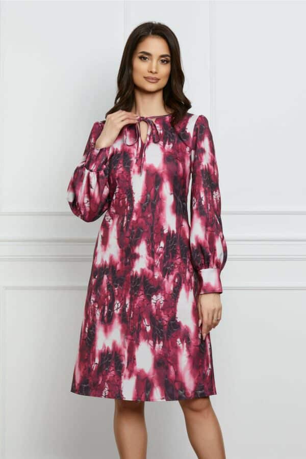 Rochie Moze magenta cu imprimeuri albe
