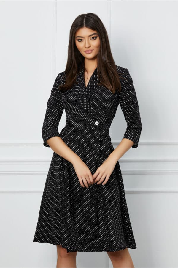 Rochie Roxie petrecuta neagra cu picatele albe