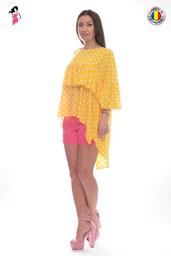 Camasa galbena asimetrica cu volane