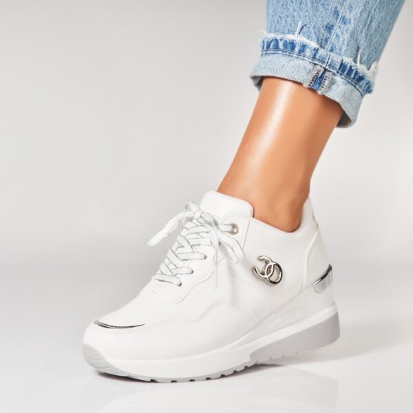 Adidasi Dama Albi din Piele Ecologica Jaqly A7168