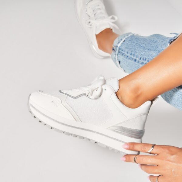 Adidasi Dama Albi din Piele Ecologica Juweria A7160