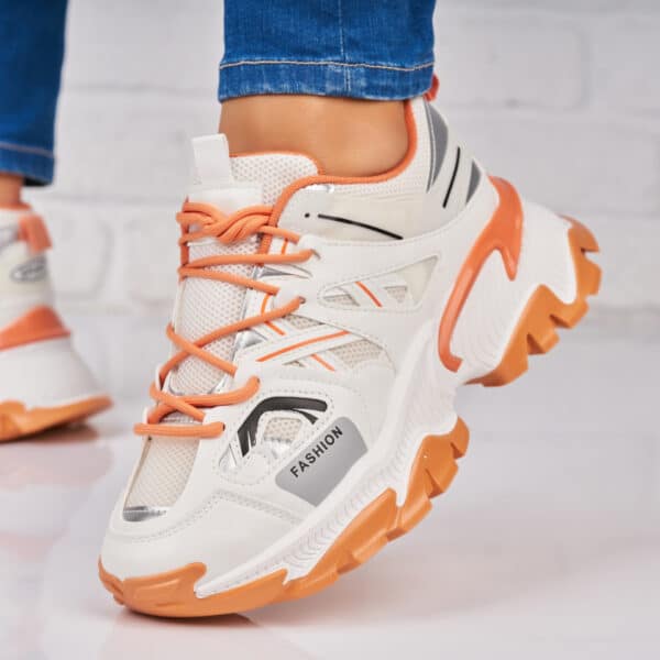 Adidasi Dama Portocalii din Piele Ecologica Ishaani A3913