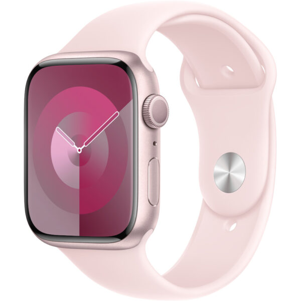 Apple Watch S9, GPS, 45mm, Pink Aluminium Case, Light Pink Sport Band – S/M